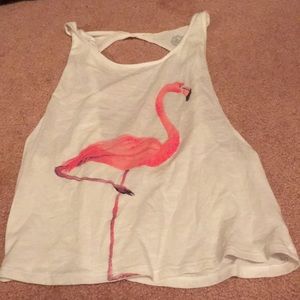 White open back flamingo tank